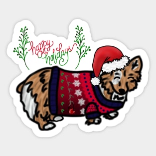 Happy holidays Corgi Sticker